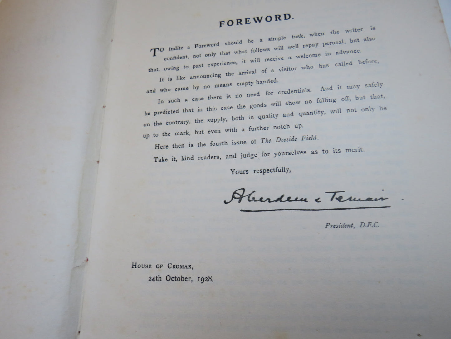 The Deeside Field 1929 - Issued Under The Deeside Field Club