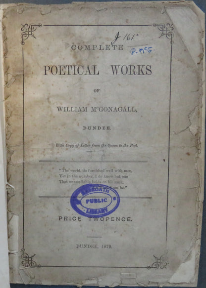 Complete Poetical Works of William McGonagall Dundee 1879 book front cover