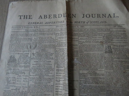 The Aberdeen Journal January 5th, 1801 Original Antique Newspaper book image 2