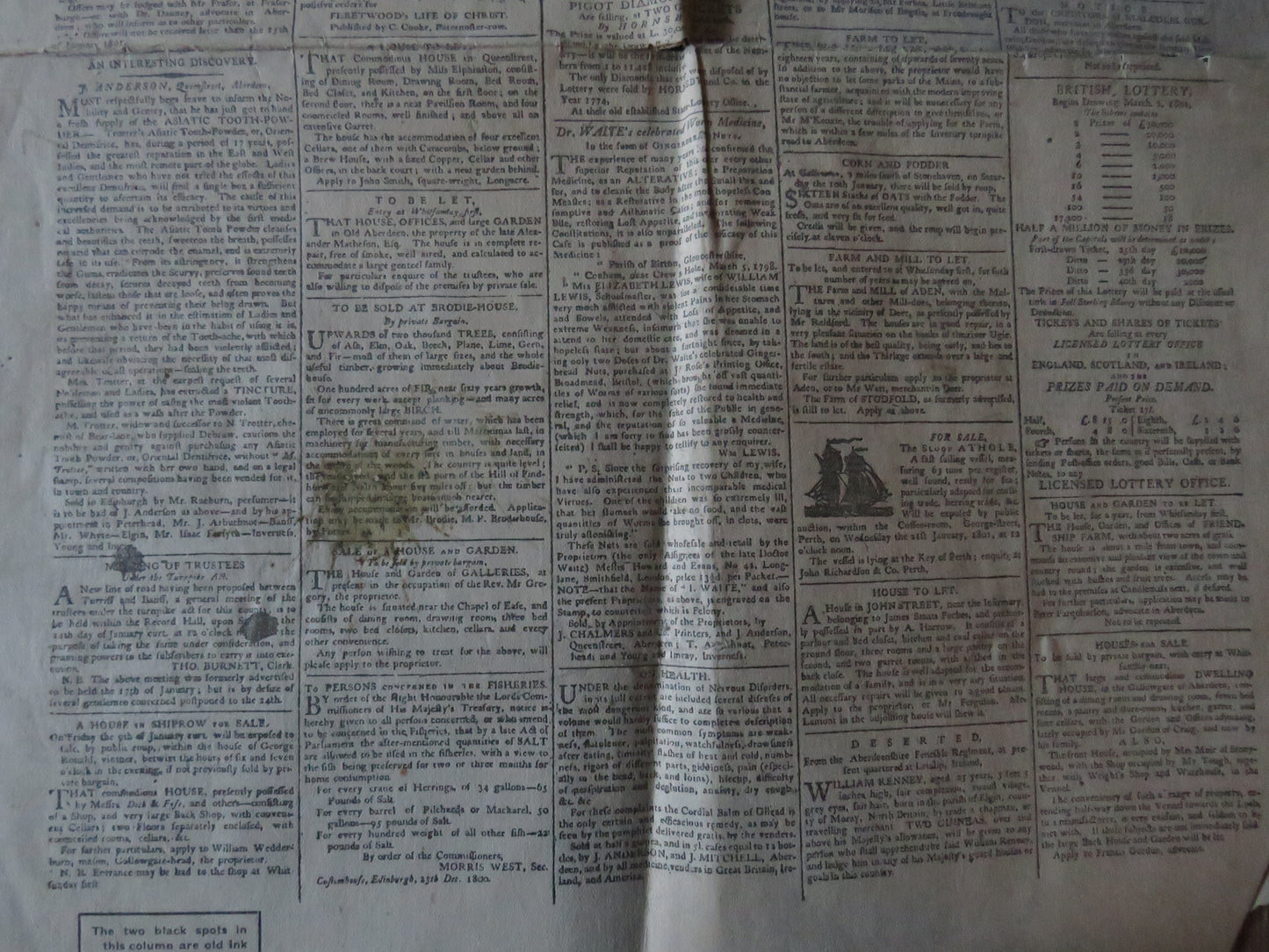 The Aberdeen Journal January 5th, 1801 Original Antique Newspaper