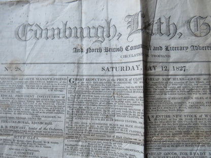Edinburgh, Leith, Glasgow and North British Commercial and Literary Advertiser 1827 Antique Newspape book image 2