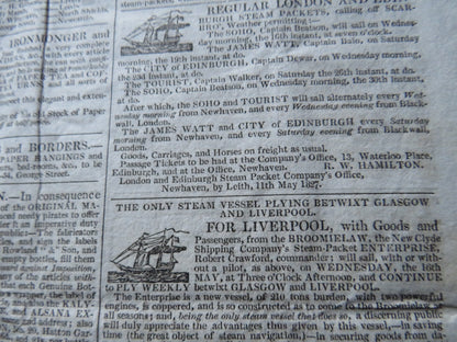 Edinburgh, Leith, Glasgow and North British Commercial and Literary Advertiser 1827 Antique Newspape book image 5