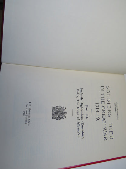 Soldiers Died In The Great War 1914-1919 Seaforth Highlanders, (Ross-shire, Buffs, The Duke of Alban book image 4