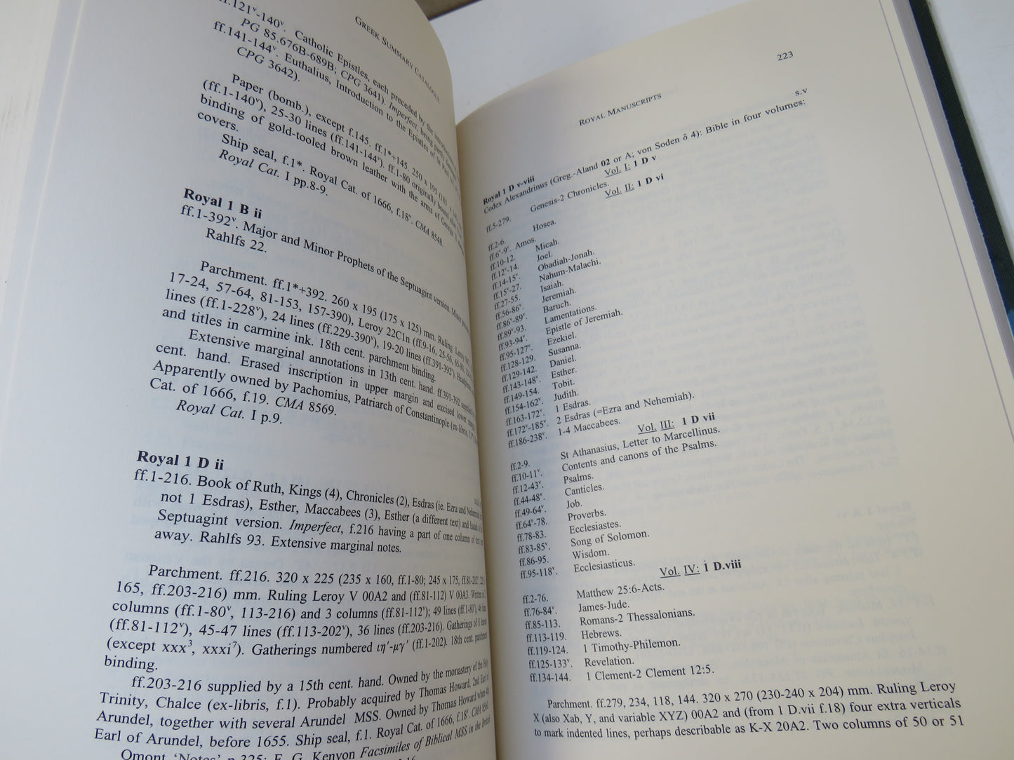 The British Library, Summary Catalogue of Greek Manuscripts Volume I, 1999
