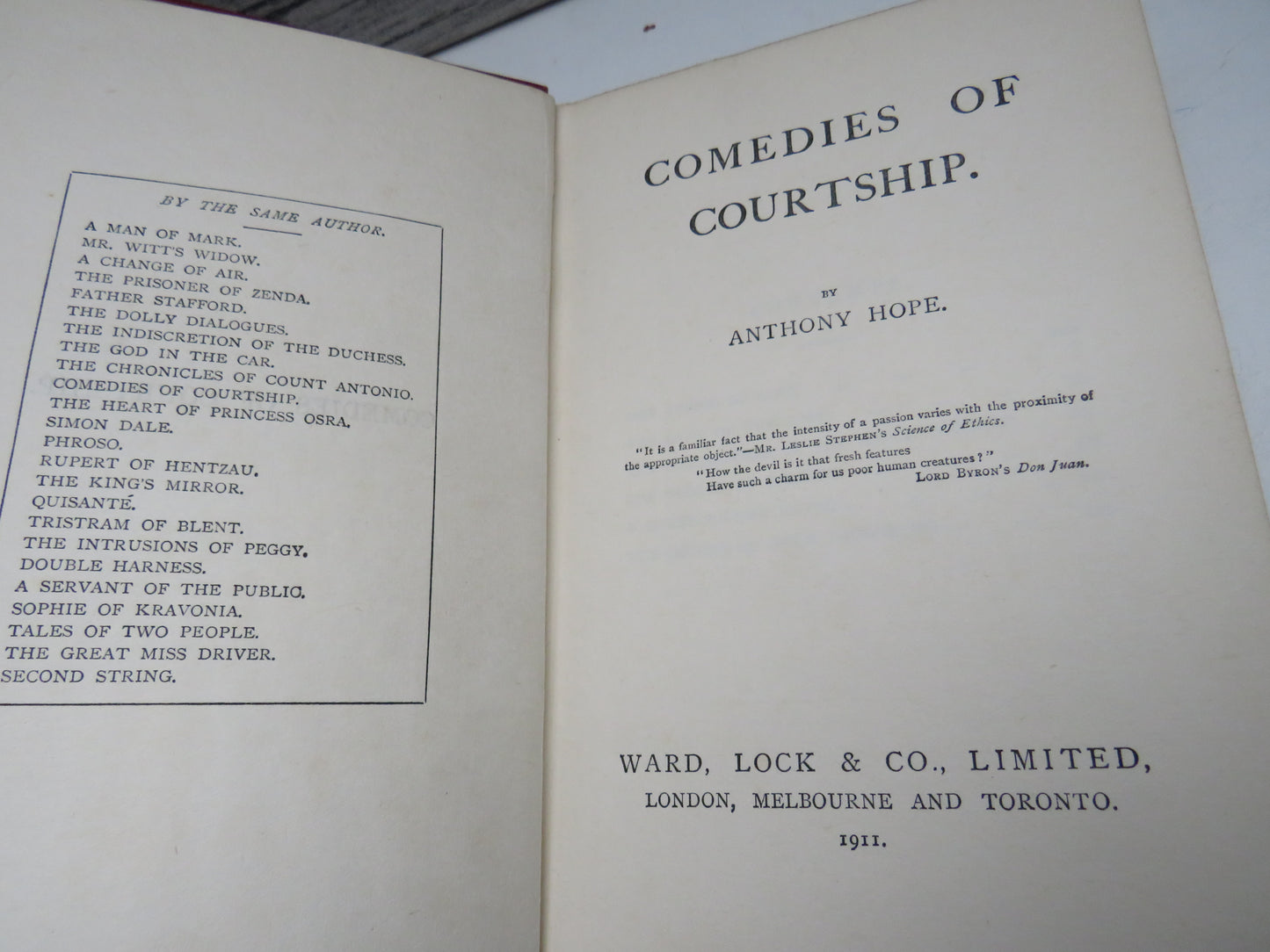 Comedies of Courtship By Anthony Hope 1911