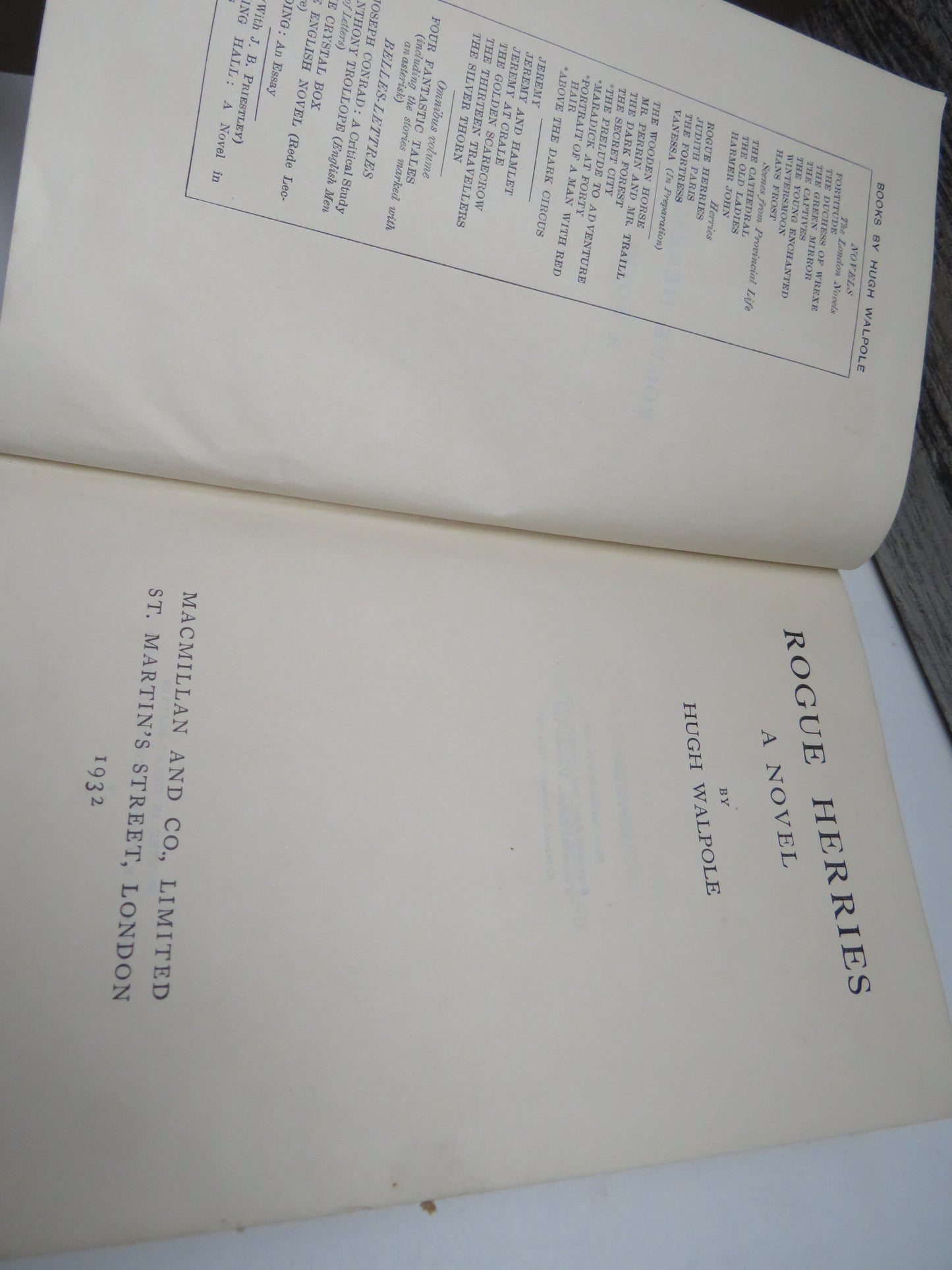 Rogue Herries A Novel By Hugh Walpole 1932