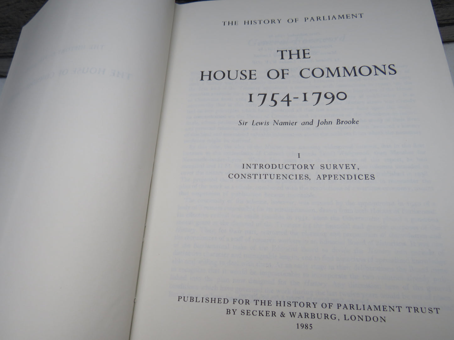 The History of Parliament The House of Commons 1754-1790 By Sir Lewis Namier & John Brooke 1985 3 Volume Set