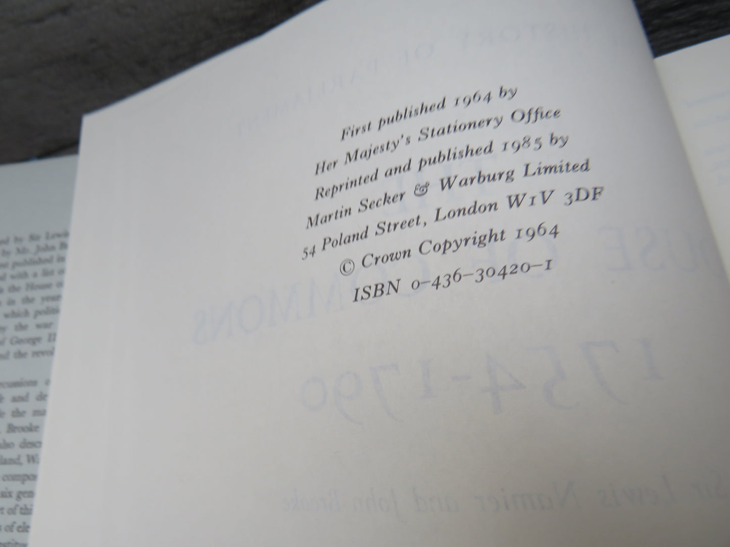 The History of Parliament The House of Commons 1754-1790 By Sir Lewis Namier & John Brooke 1985 3 Volume Set