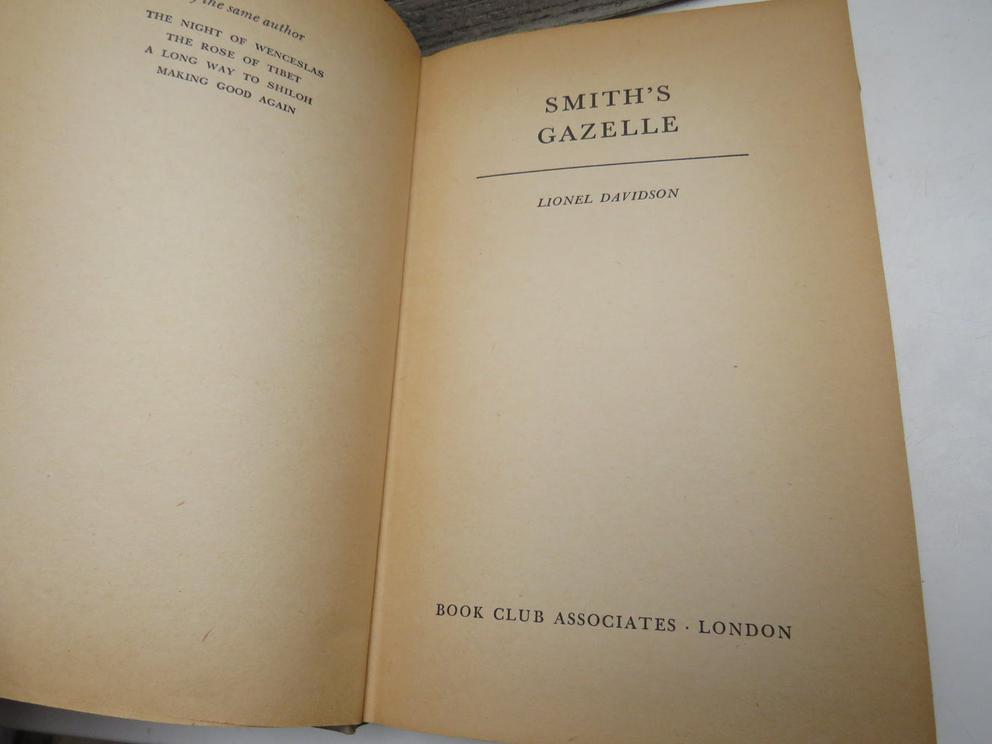 Smith's Gazelle By Lionel Davidson 1972