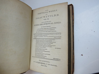 The Poetical Works of Isaac Watts 1782 Vol I, II, III, IV, V, VI, book image 3