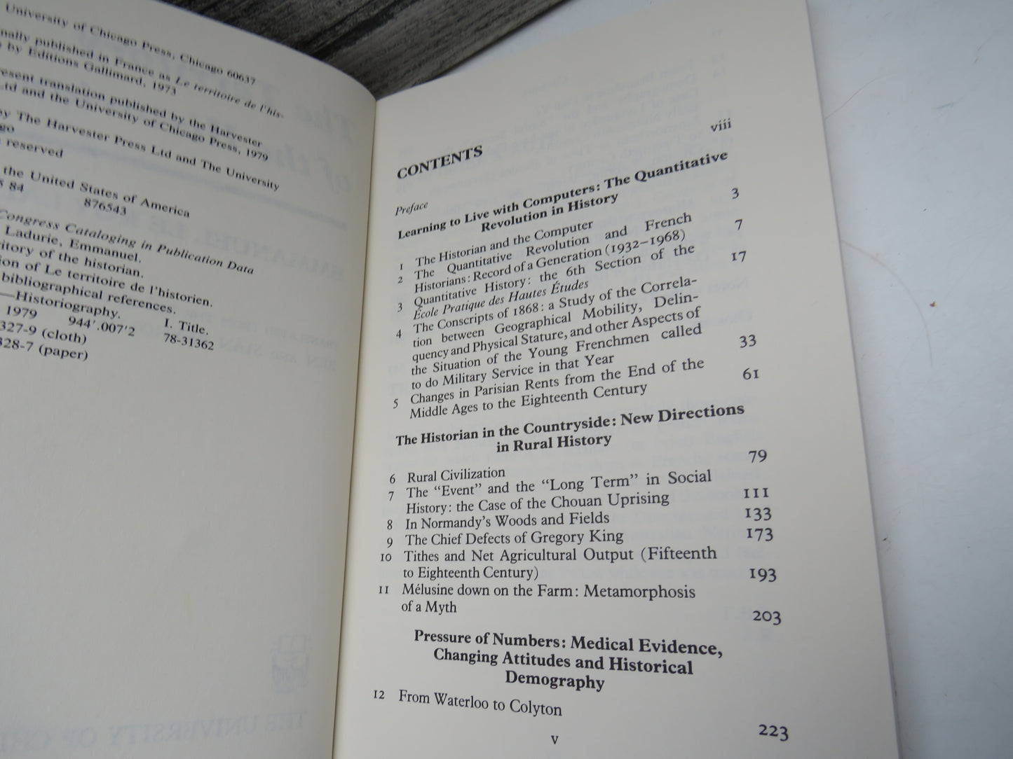 The Territory of the Historian by E. LeRoy Ladurie 1979