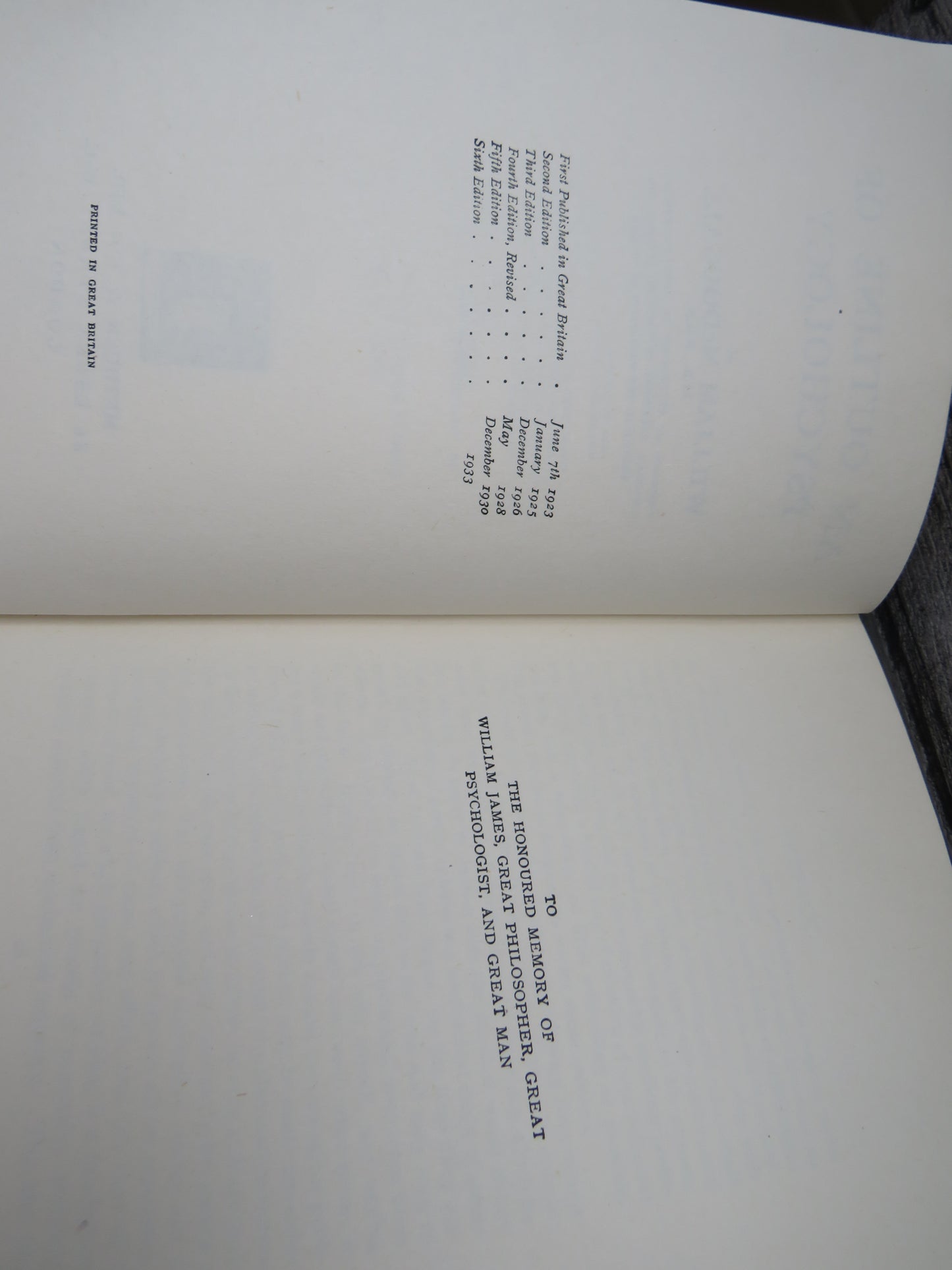 An Outline of Psychology By William McDougall 1933