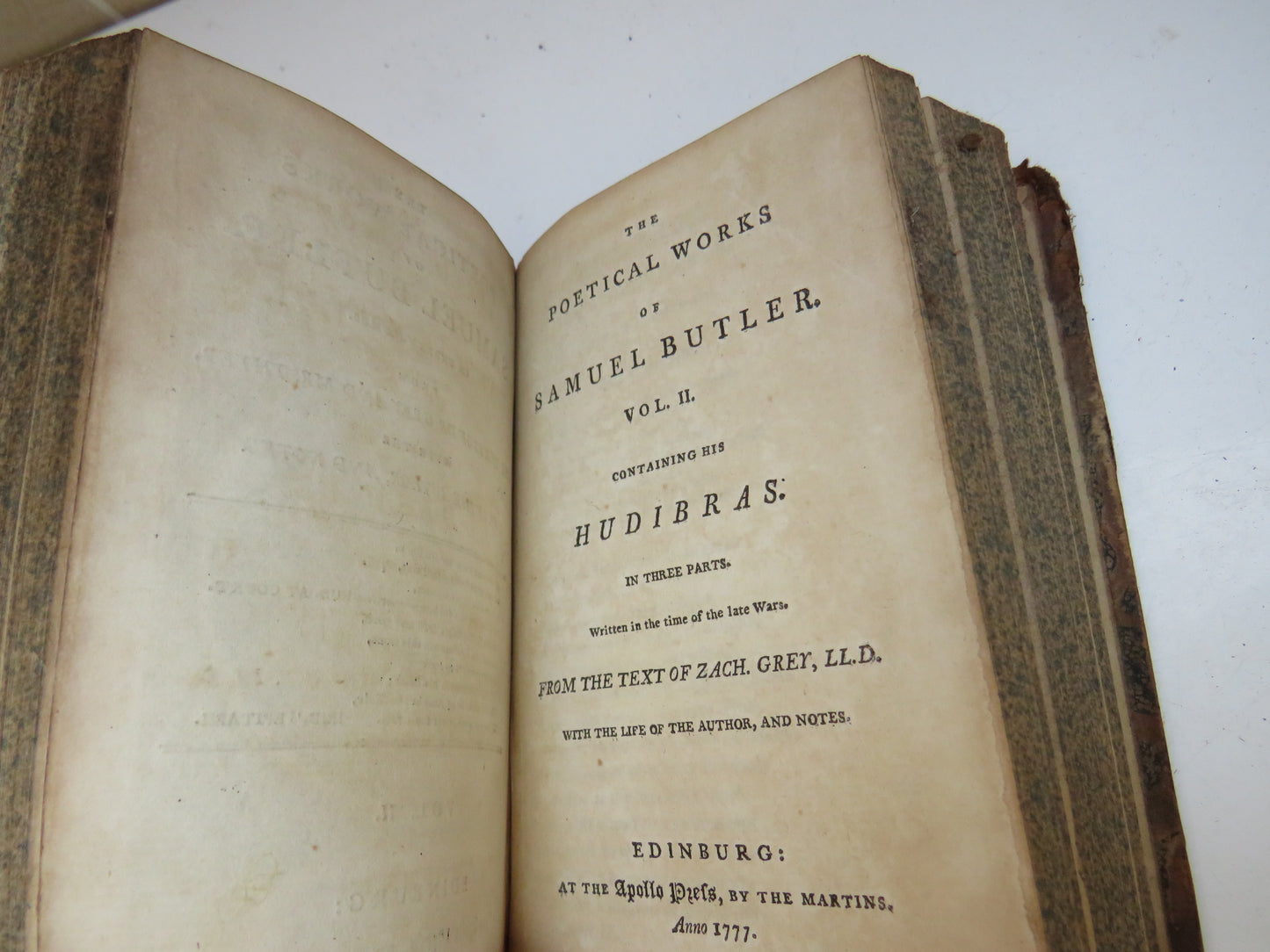 The Poetical Works of Samuel Butler Vol I & II 1777