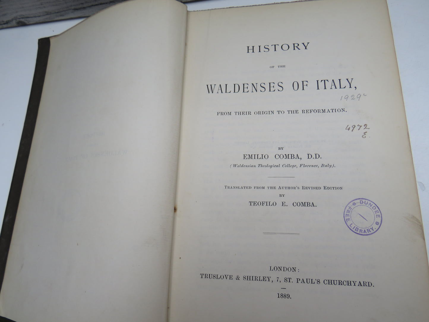 History of the Waldenses of Italy From Their Origin To The Reformation By Emilio Comba 1889