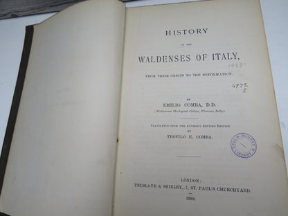 History of the Waldenses of Italy From Their Origin To The Reformation By Emilio Comba 1889
