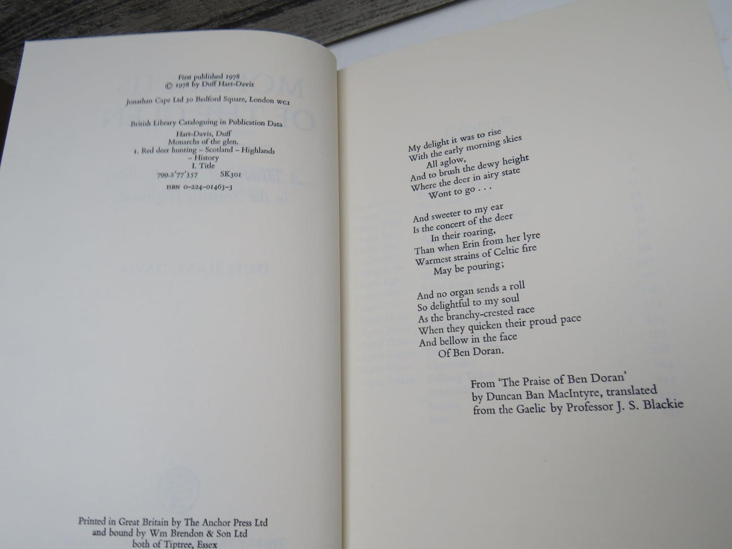 Monarchs of The Glen A History of Deer Stalking In The Scottish Highlands By Duff Hart-Davis 1978