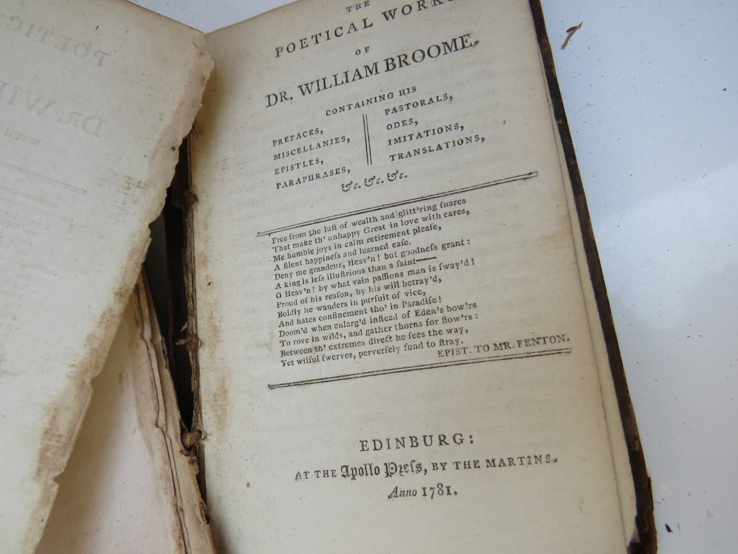 The Poetical of Dr. Will. Broome & Lord Lyttelton 1781