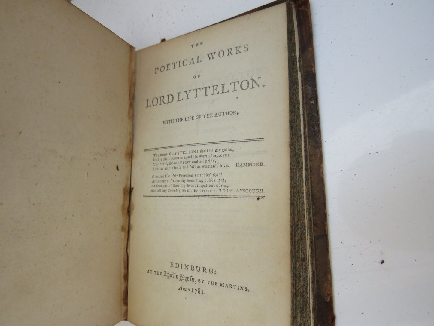 The Poetical of Dr. Will. Broome & Lord Lyttelton 1781