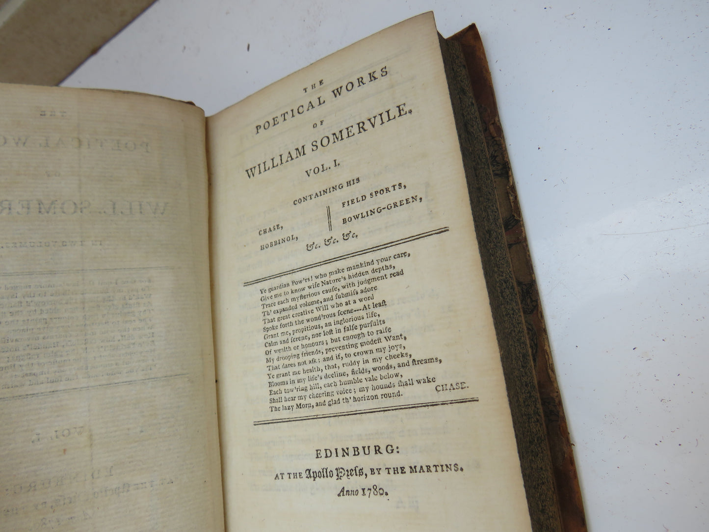 The Poetical Works of William Somervile Volume I & II 1780