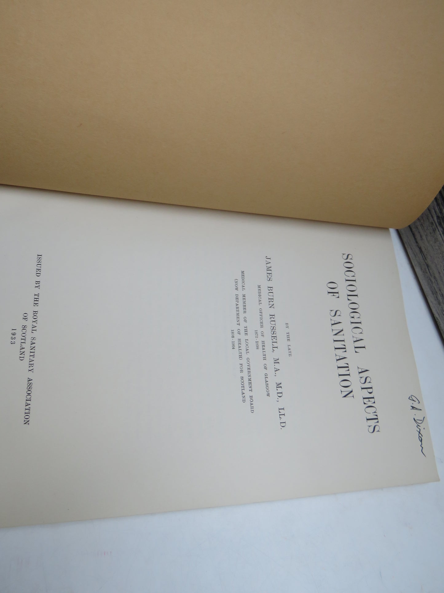 Sociological Aspects of Sanitation By The Late James Burn Russell 1933