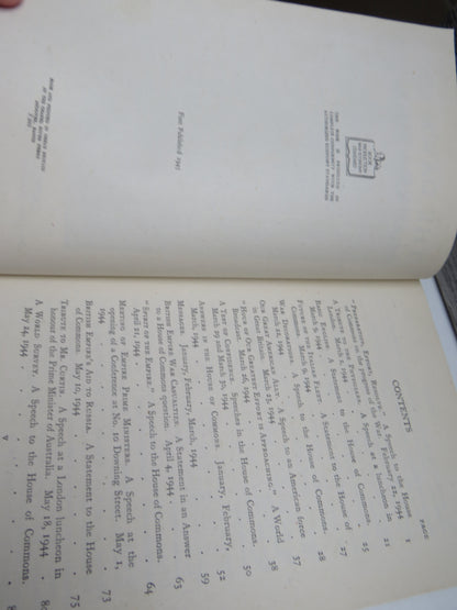 The Dawn of Liberation War Speeches By The Right Hon. Winston S. Churchill 1944 - 1945 1st Edition