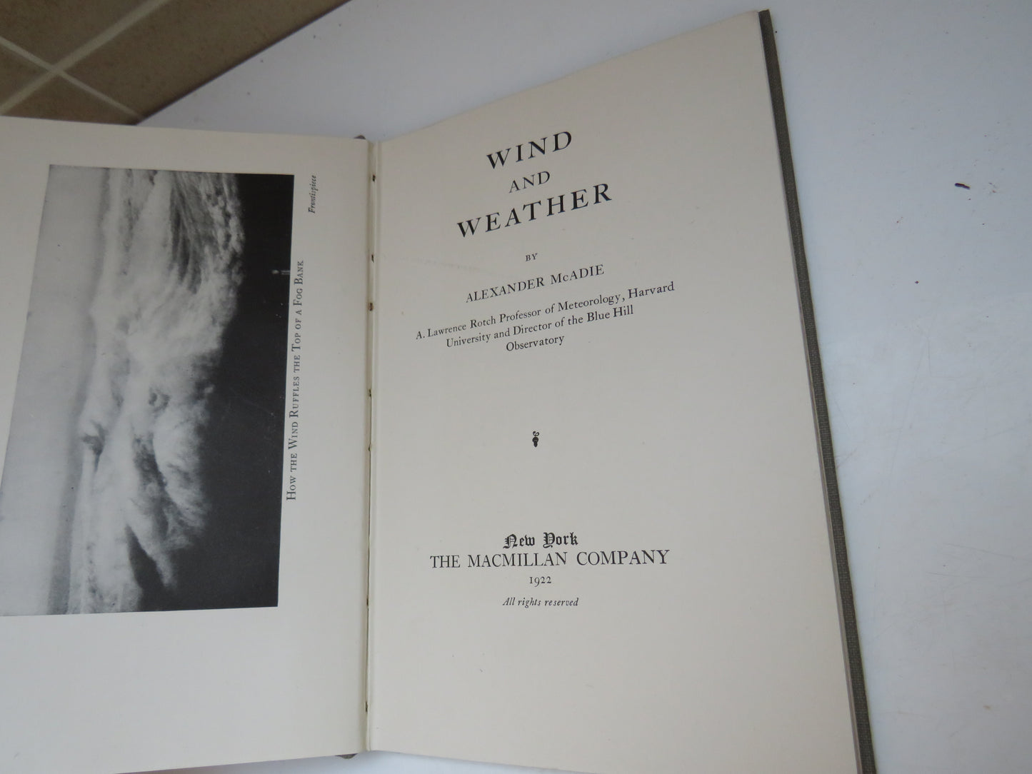 Wind and Weather By Alexander McAdie 1922