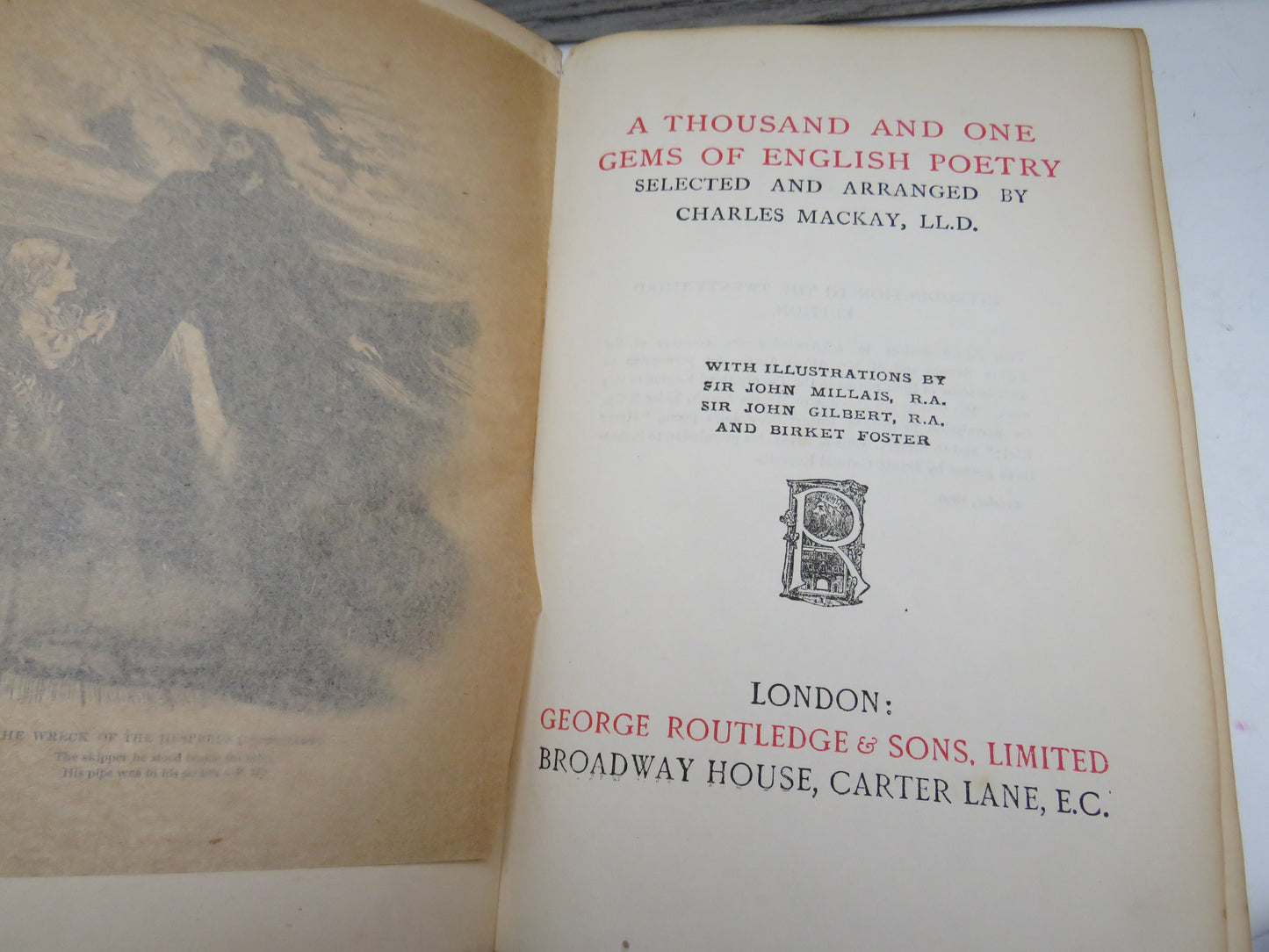 A Thousand and One Gems of English Poetry Selected and Arranged By Charles Mackay 1896
