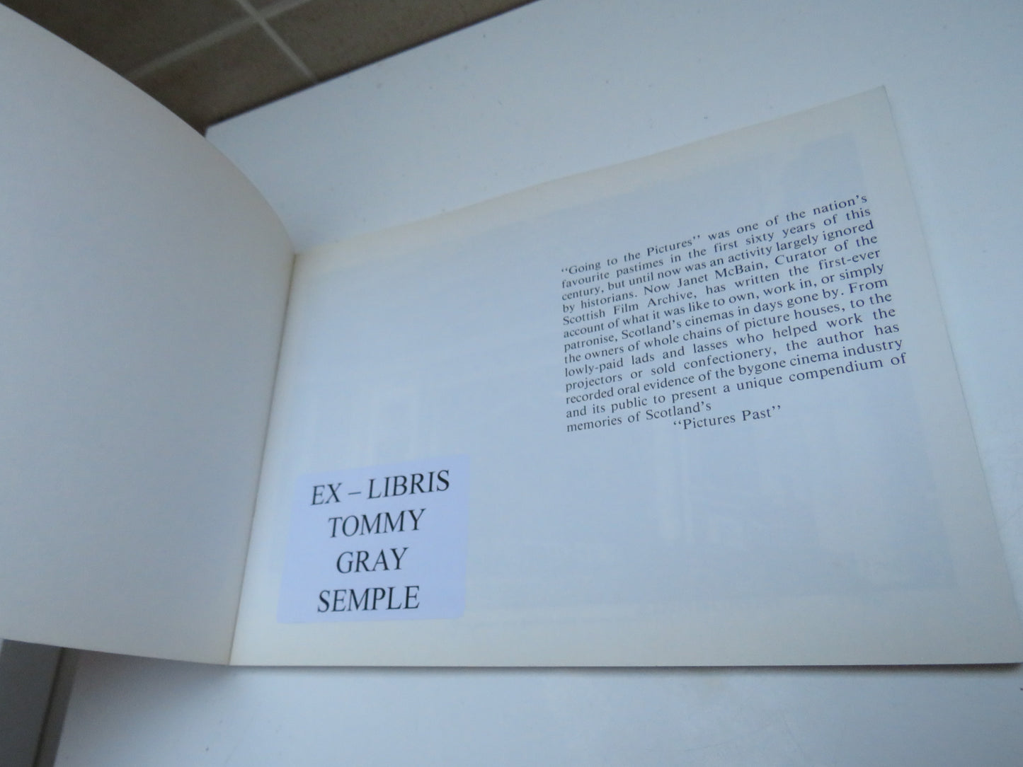 Sottish Cinemas Remembered, Pictures Past by Janet McBain, 1985