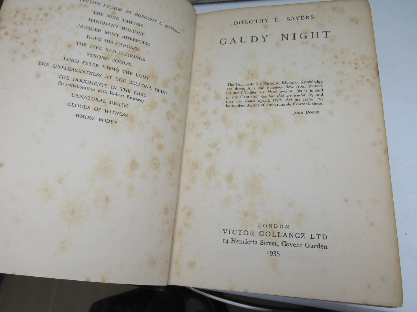 Gaudy Night By Dorothy L. Sayers 1935