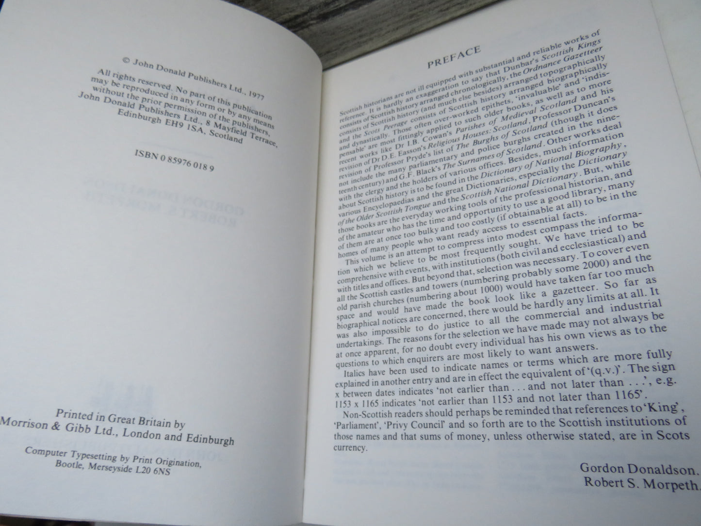 A Dictionary of Scottish History By Gordon Donaldson & Robert S. Morpeth 1977