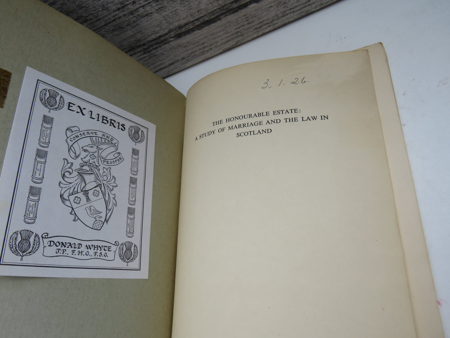 The Honourable Estate: A Study of Marriage and The Law In Scotland By Anne Ashley 1950