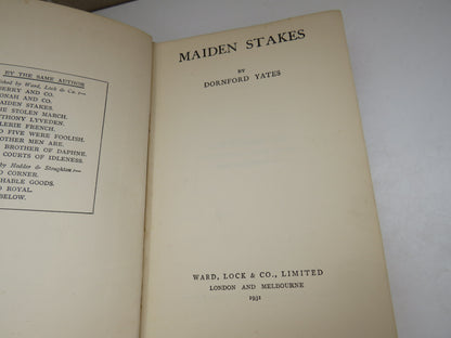 Maiden Stakes By Dornford Yates 1931 1st Edition book image 3