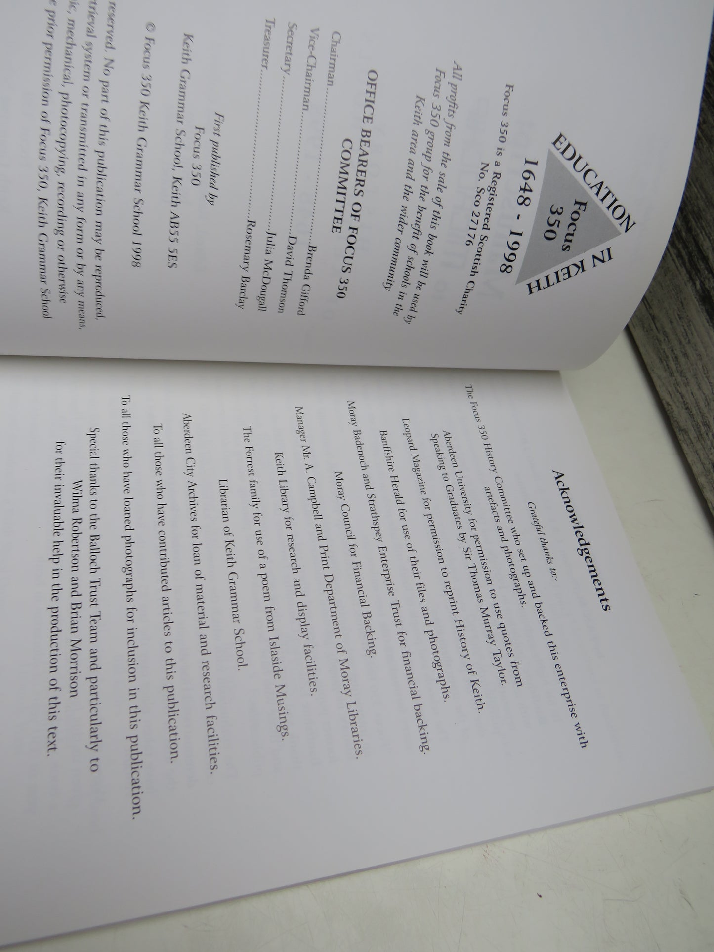 Manuscript To Microchip History of Keith Schools 1648-1998