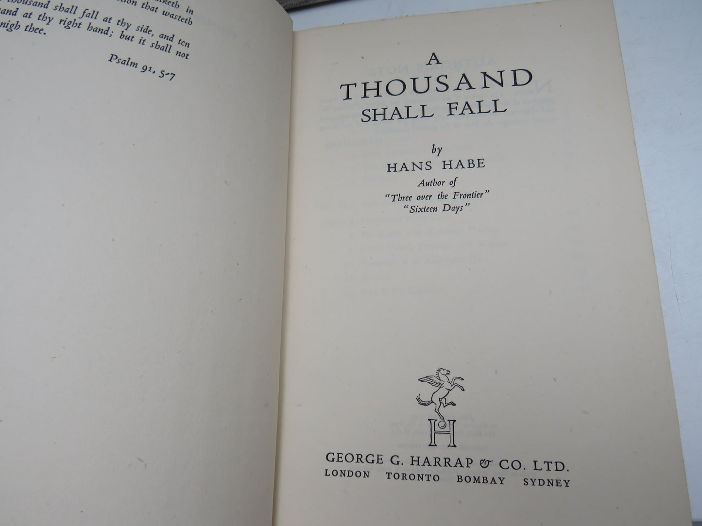 A Thousand Shall Fall By Hans Habe 1942