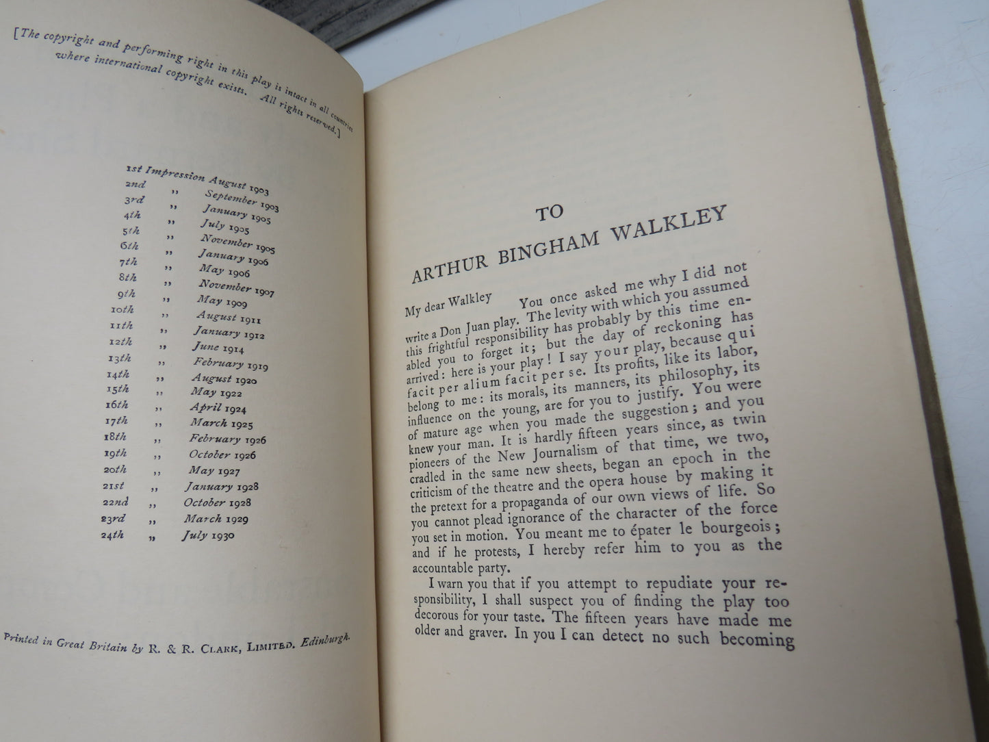 Man and Superman. A Comedy and a Philosophy By Bernard Shaw 1930