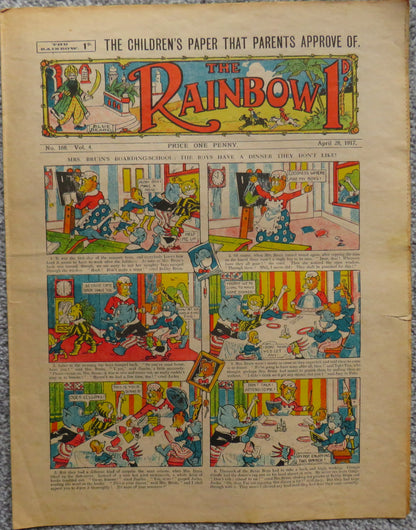 The Rainbow The Children's Paper That Parents Approve Of N0. 168 Vol 4 1917, Antique book front cover