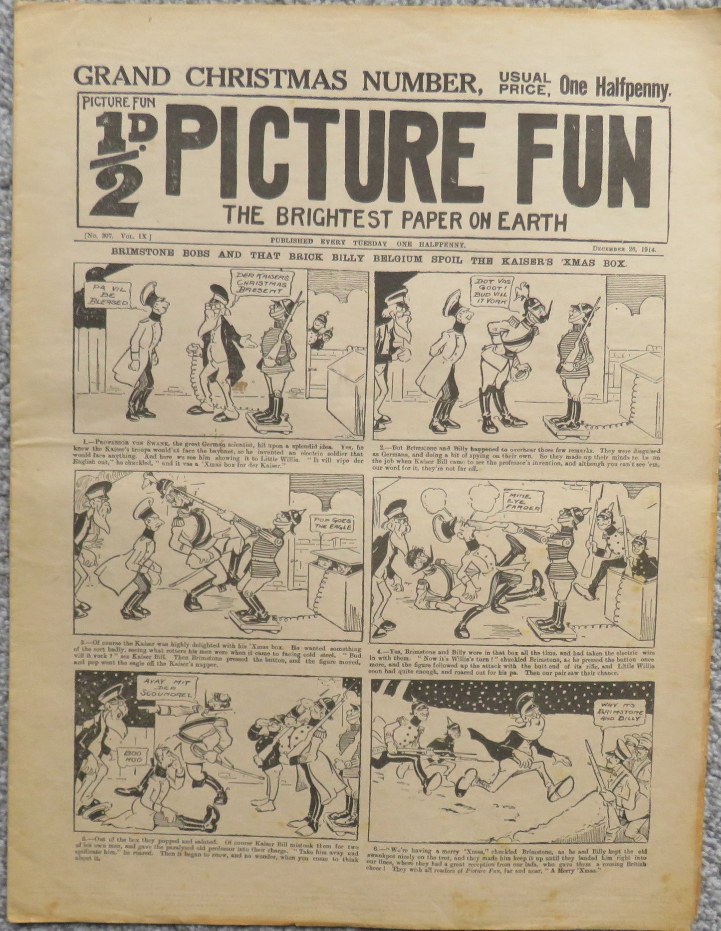 Picture Fun The Brightest Paper On Earth Grand Christmas Number 307 Vol IX Dec 26 1914
