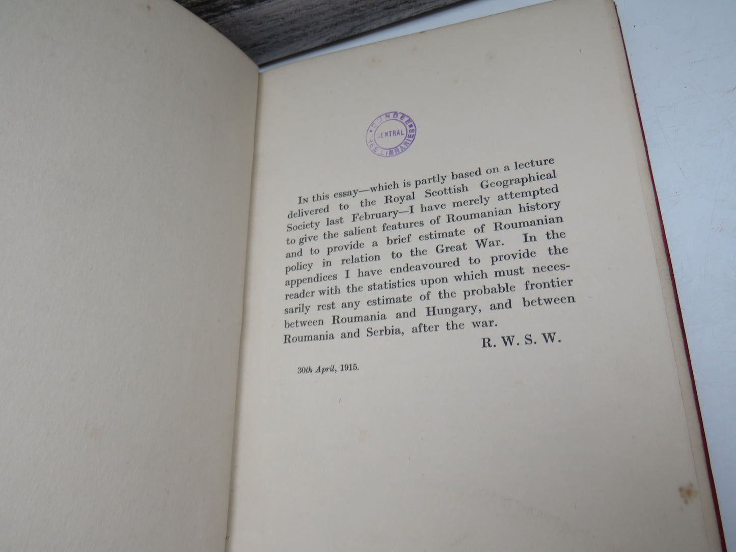 Roumania and the Great War By R. W. Seton-Watson 1915