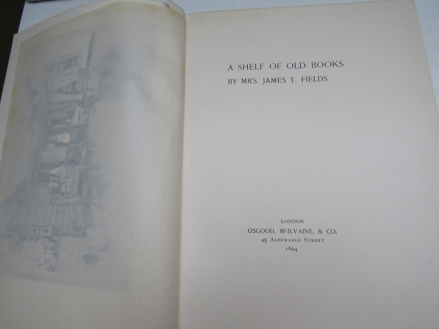 A Shelf of Old Books By Mrs. James T. Fields 1894