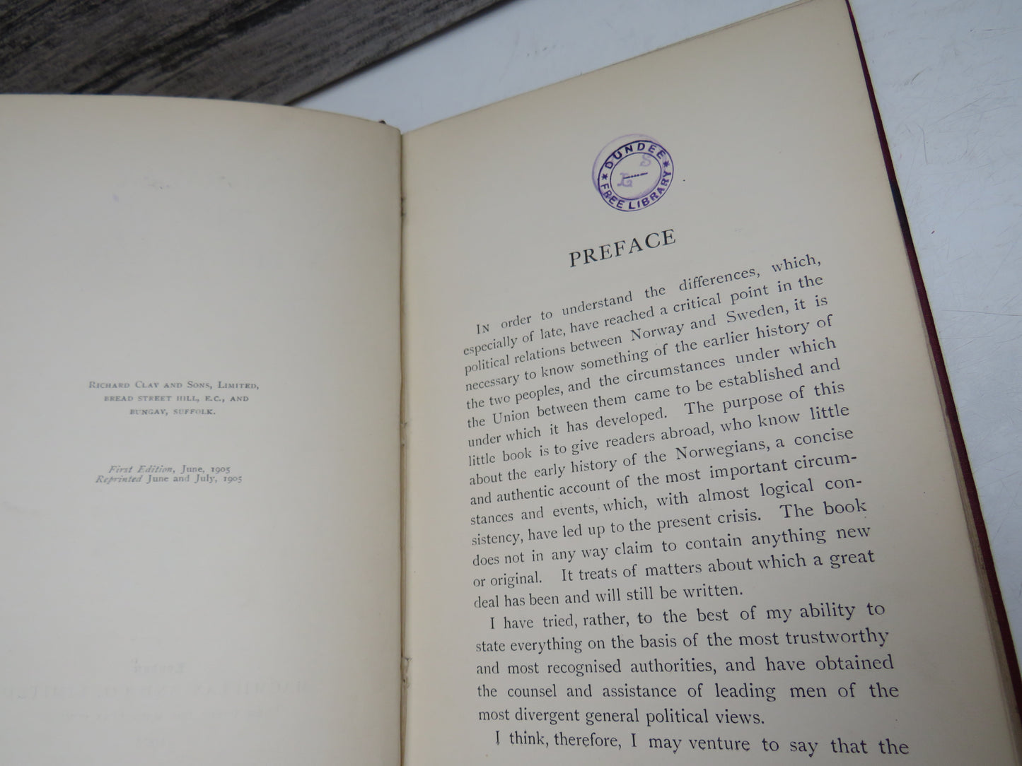 Norway and the Union With Sweden By Fridtjof Nansen 1905