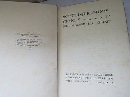 Scottish Reminiscences By Sir Archibald Geikie 1904 book image 3