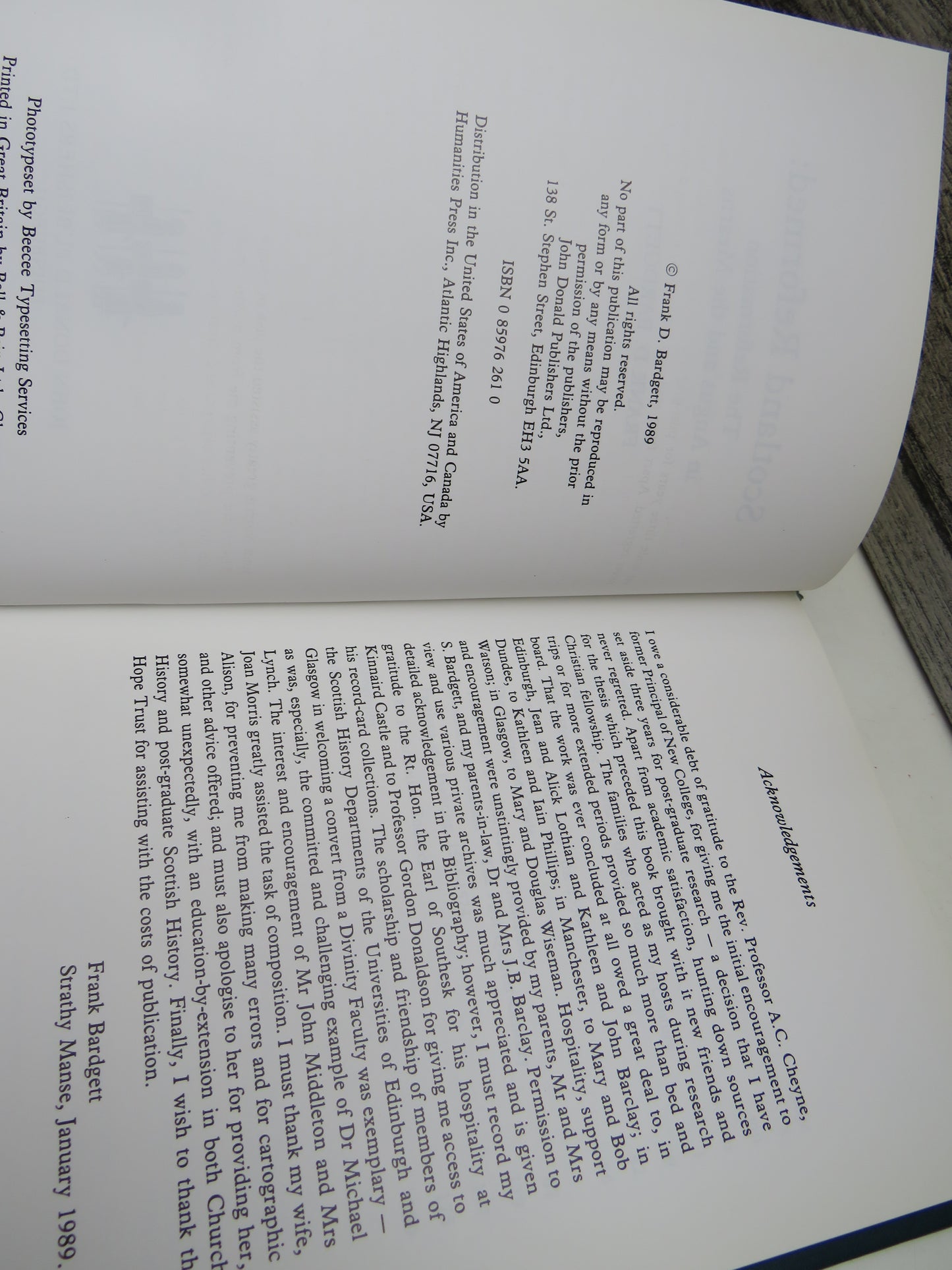 Scotland Reformed: The Reformation In Angus and The Mearns By Frank D. Bardgett 1989