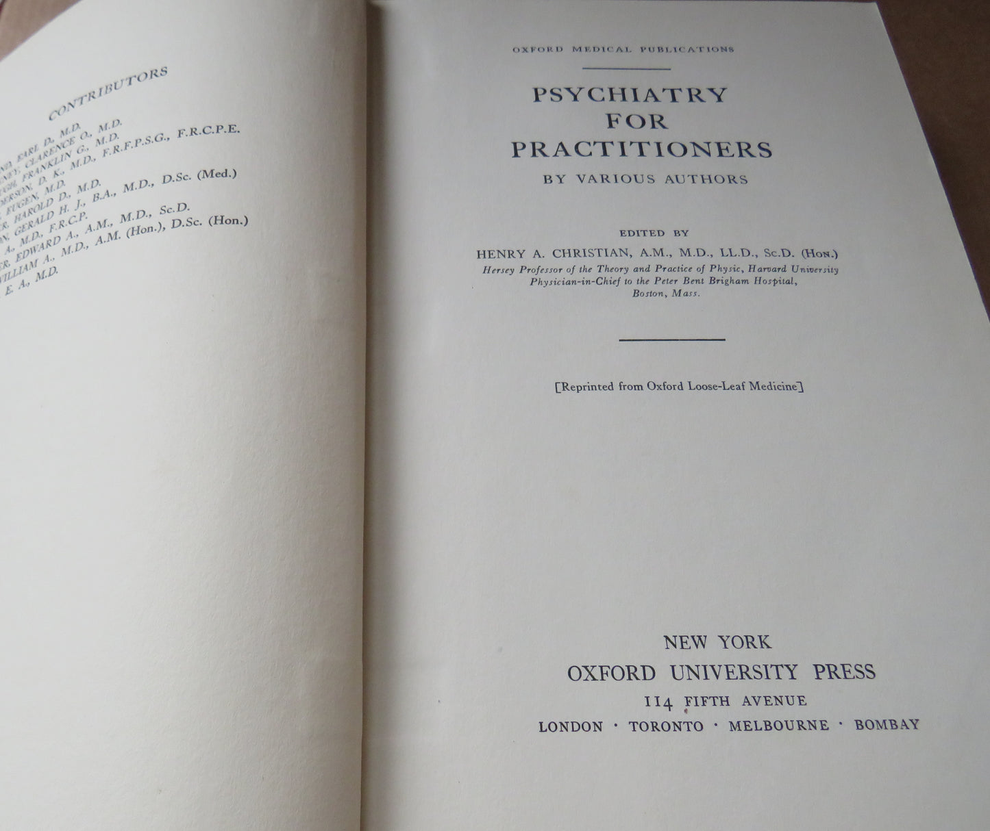 Psychiatry for Practitioners Edited by Henry A Christian, 1936