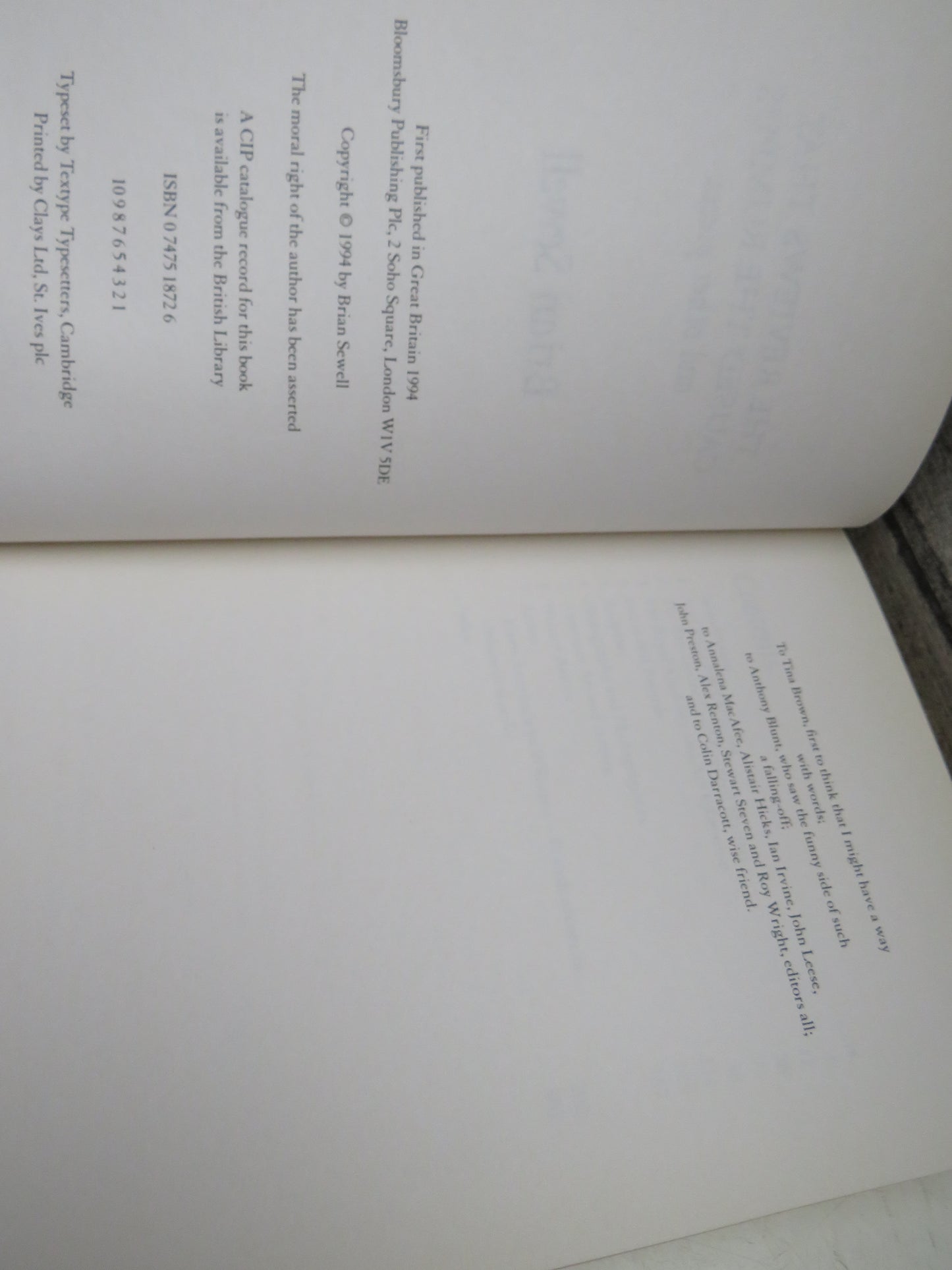 The Reviews That Caused The Rumpus and Other Pieces By Brian Sewell 1994
