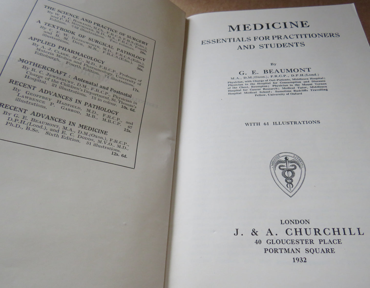 Medicine Essentials for Practitioners and Students by G.E. Beamont, 1932