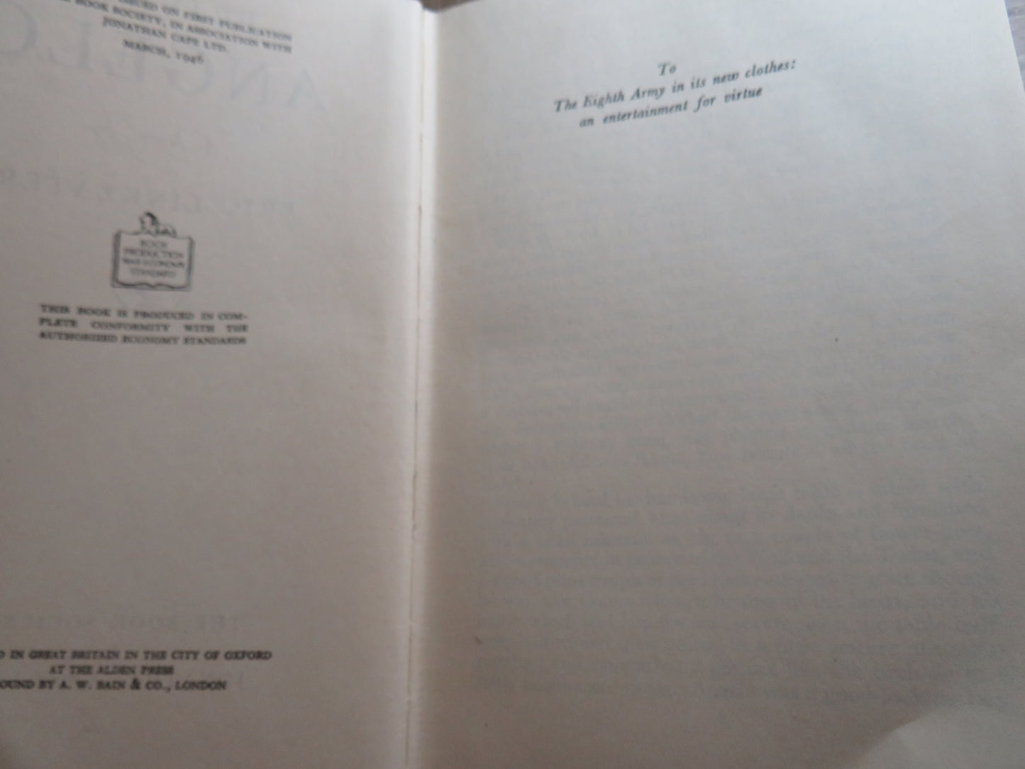Private Angelo A Novel By Eric Linklater 1946