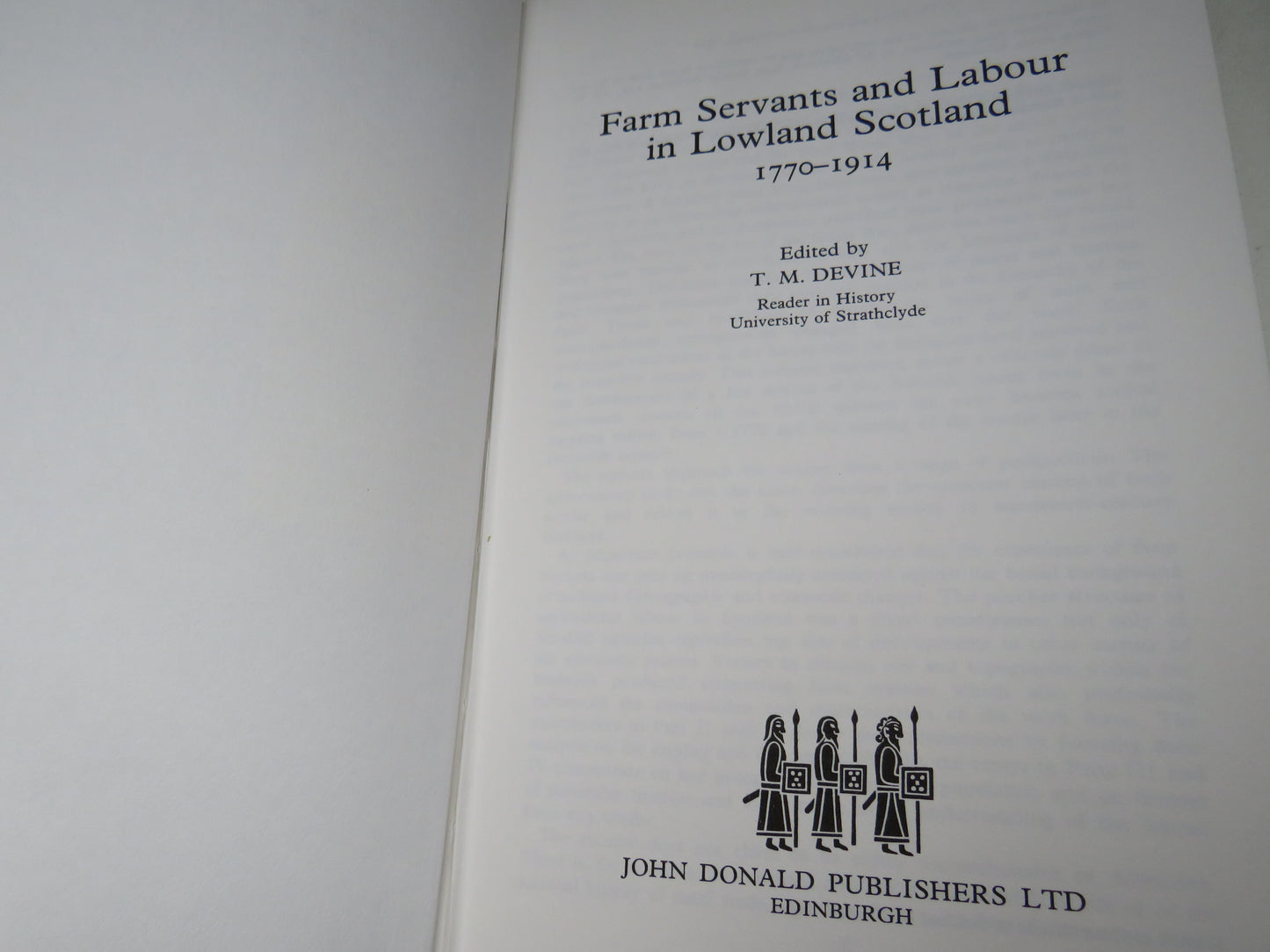 Farm Servants and Labour In Lowland Scotland 1770-1914 Edited By T. M. Devine 1984