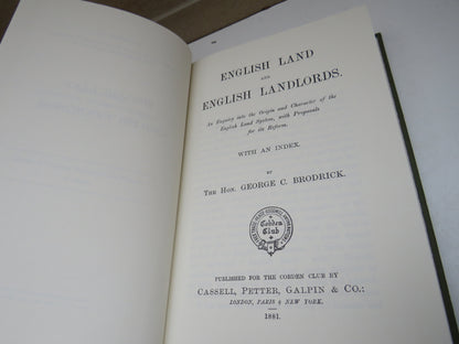English Land and English Landowners An Enquiry Into The Origin and Character of the English Land Sys book image 3
