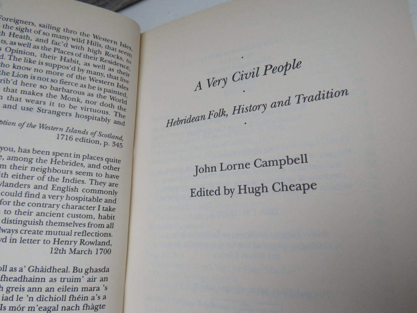 A Very Civil People Hebridean Folk, History and Tradition By John Lorne Campbell 2000