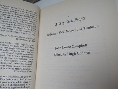 A Very Civil People Hebridean Folk, History and Tradition By John Lorne Campbell 2000